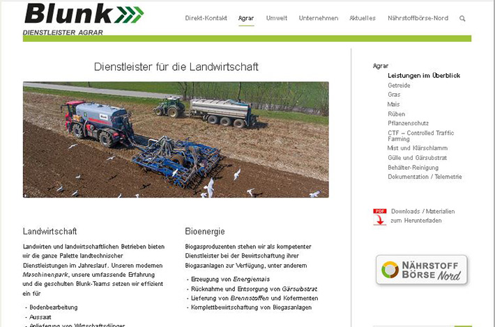 Blunk-Gruppe: Link zum Leistungsbereich Agrar
